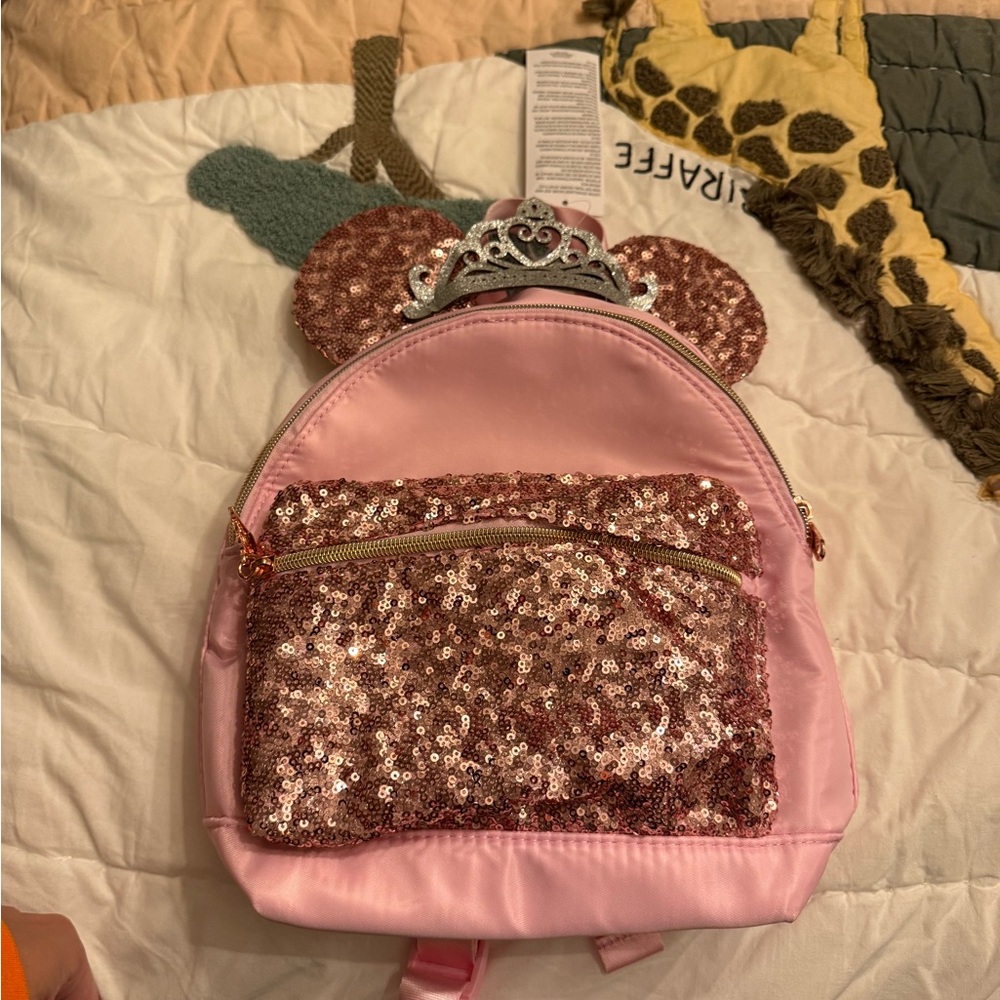 Bibbidi Bobbidi Pink Sequin Kids Backpack with Ears